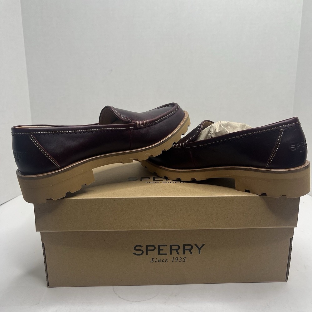 Sperry Top-Sider A/O Lug Loafer Women’s 7 M Wine Leather Platform Shoes NIB